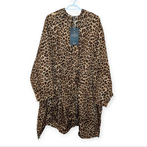 NWT TORRID Outerwear Leopard Zip Up Draw  String Longer Rain Jacket Plus Size 6X